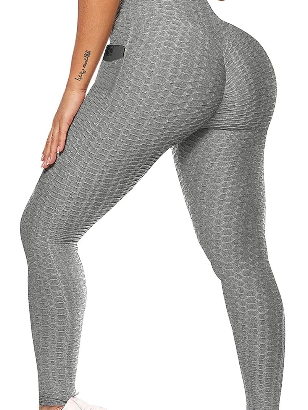 NWOT Textured High-Waist Gray Butt Lift Leggings